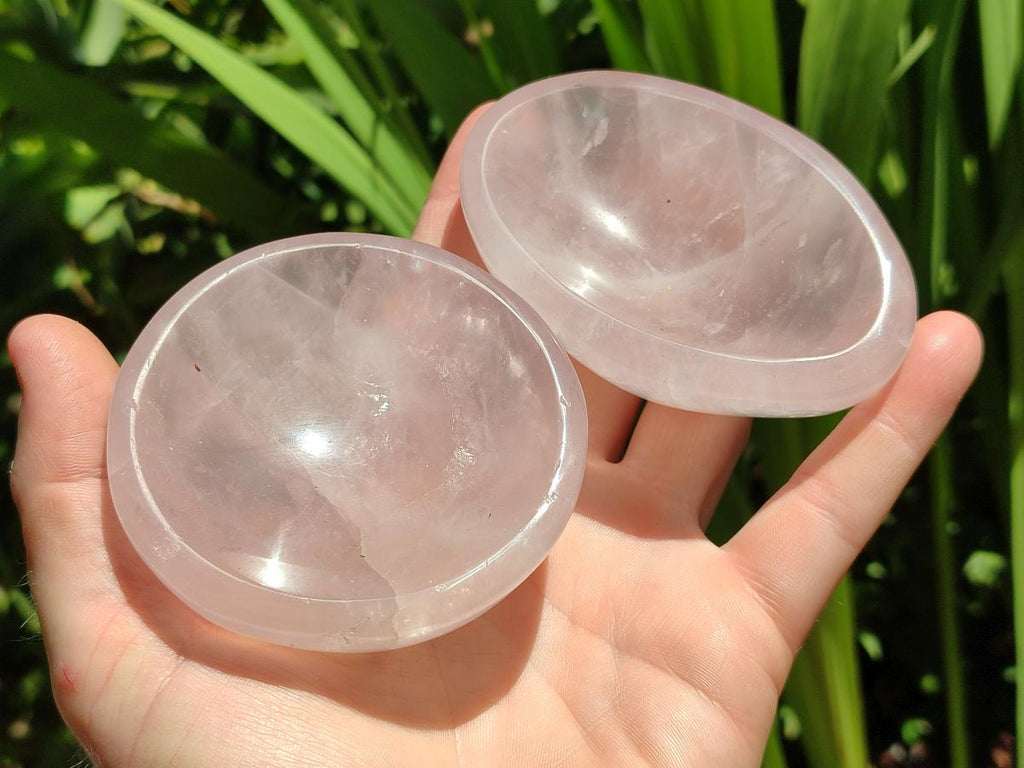 Polished Gemmy Rose Quartz Bowls x 6 From Madagascar
