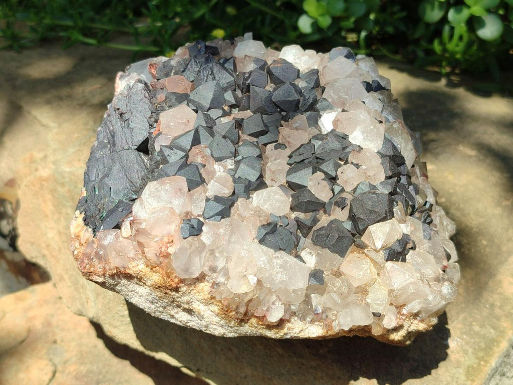 Natural Large Goethite Coated Blacknite Quartz Cluster x 1 From Madagascar