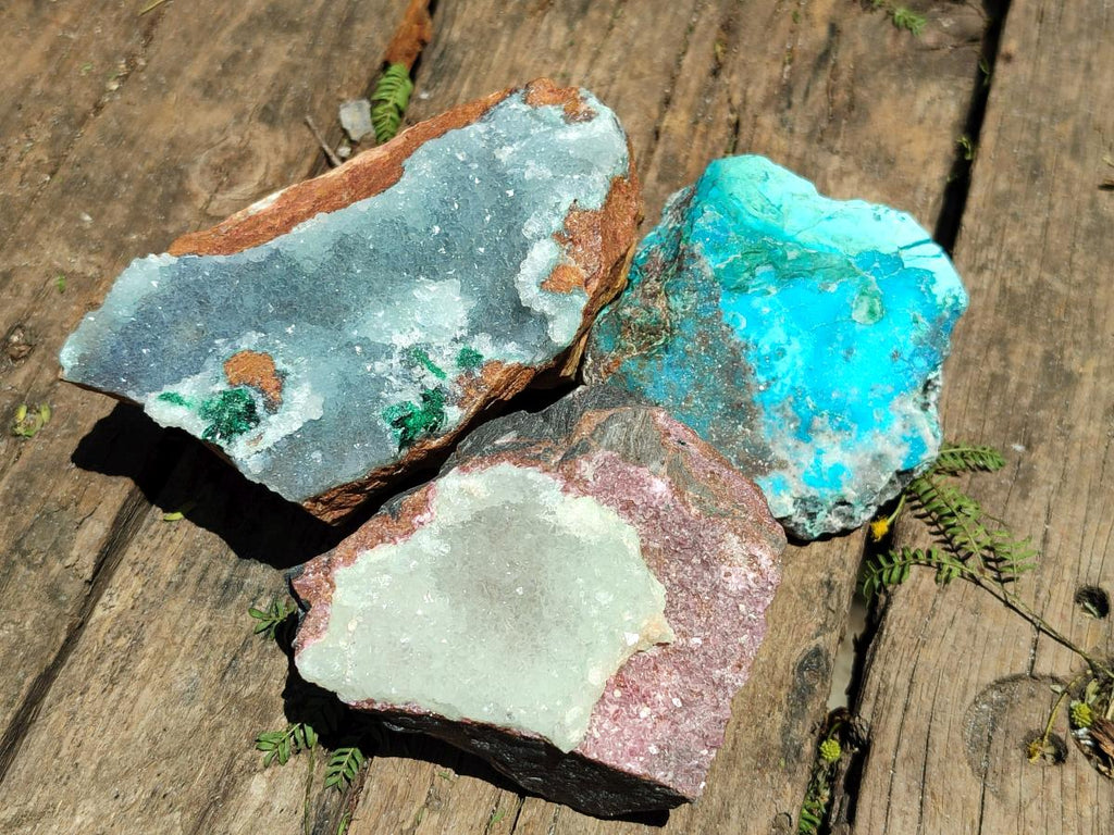 Natural Rare White Hemimorphite with Chrysocolla Specimens x 7 From Lupoto Mine, Congo