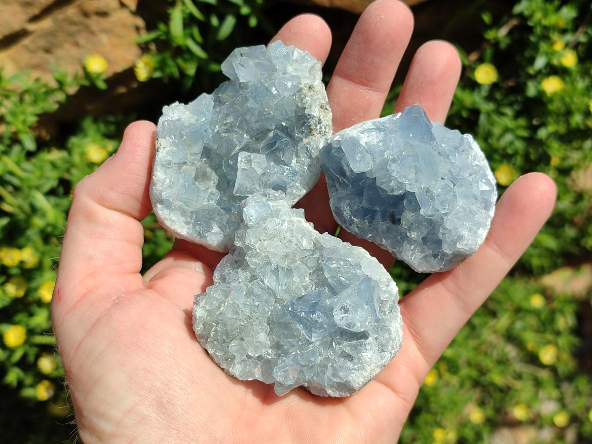 Natural Mini Blue Celestite Specimens x 37 From Sakoany, Madagascar