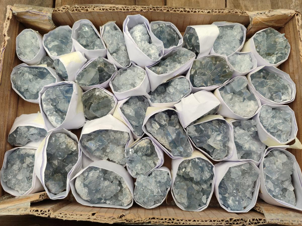 Natural Mini Blue Celestite Specimens x 37 From Sakoany, Madagascar
