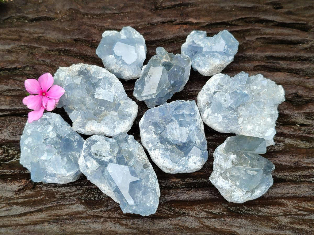 Natural Mini Blue Celestite Specimens x 37 From Sakoany, Madagascar