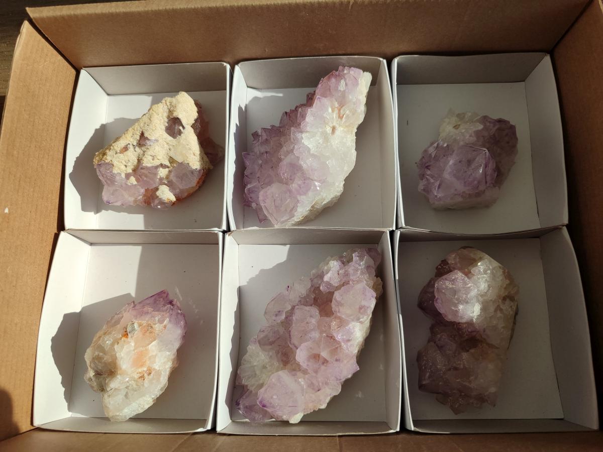 Natural Amethyst Spirit Clusters x 6 From Boekenhouthoek, South Africa