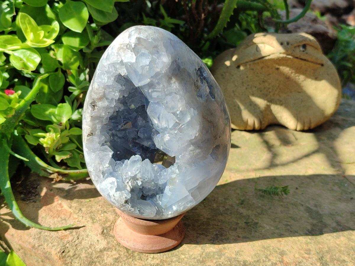 Polished Large Blue Celestite Egg x 1 From Sakoany, Madagascar
