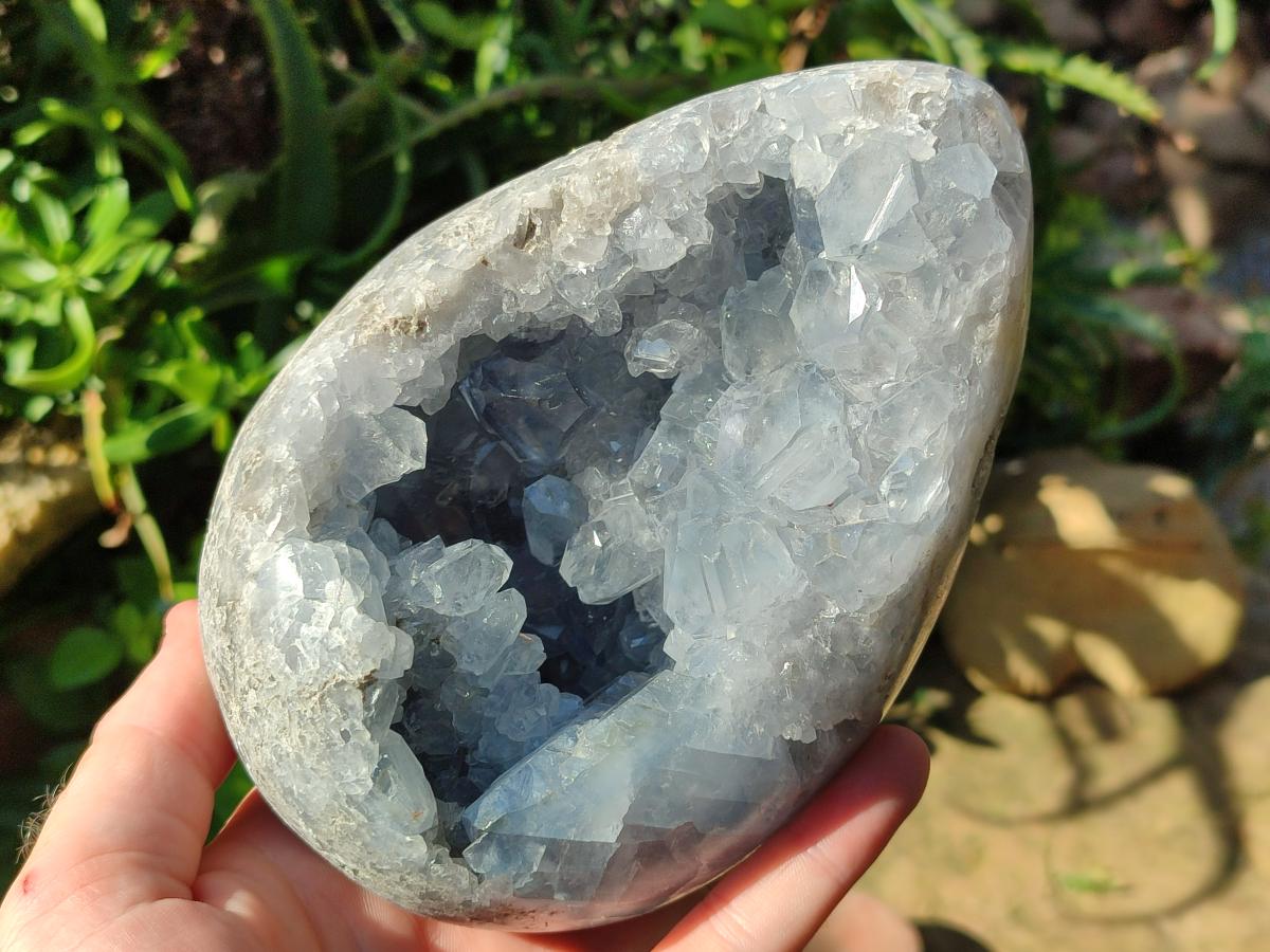Polished Large Blue Celestite Egg x 1 From Sakoany, Madagascar