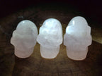 Hand Made Gemmy Rose Quartz Skull Carvings x 5 From Madagascar