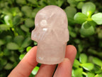 Hand Made Gemmy Rose Quartz Skull Carvings x 5 From Madagascar