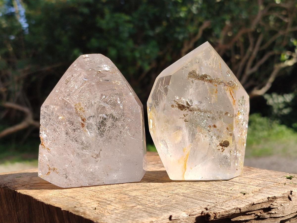 Polished Clear Quartz Window Crystals x 2 From Madagascar
