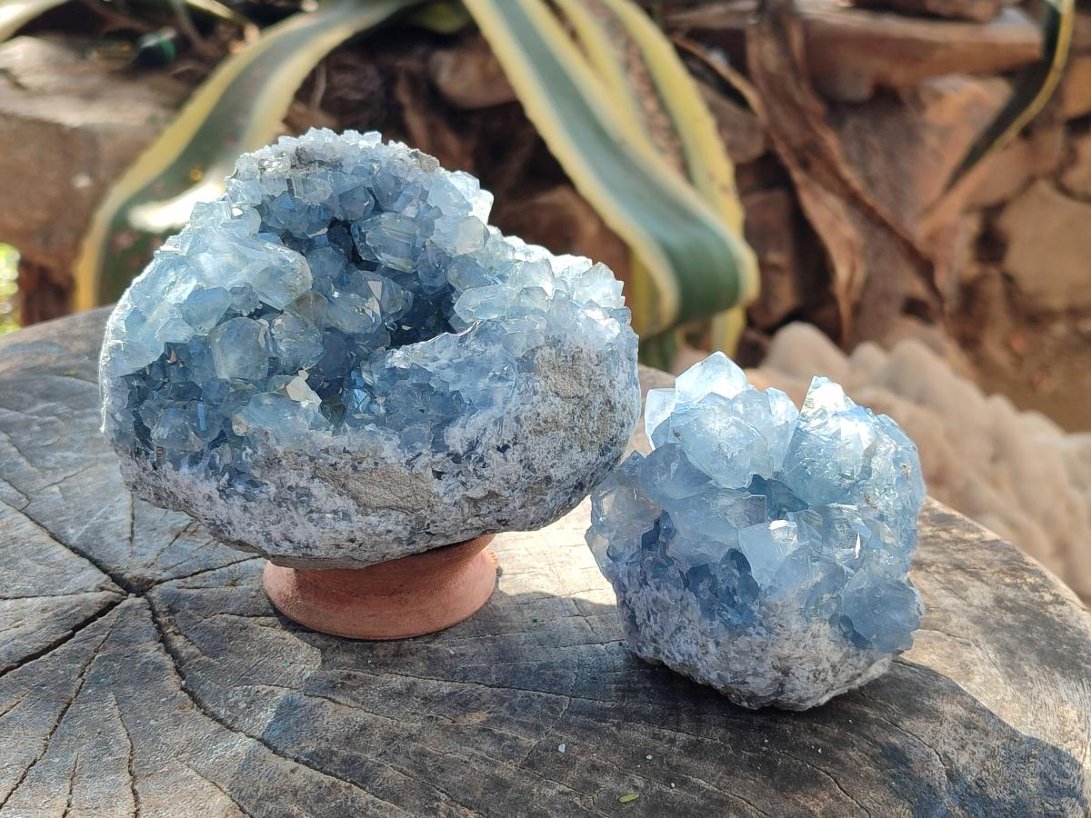 Natural Blue Celestite Specimens x 2 From Sakoany, Madagascar