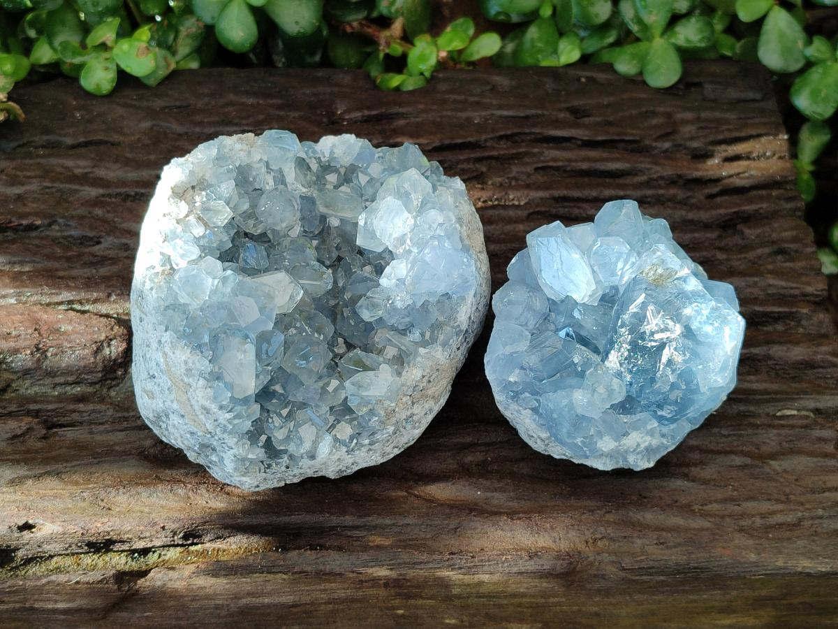 Natural Blue Celestite Specimens x 2 From Sakoany, Madagascar