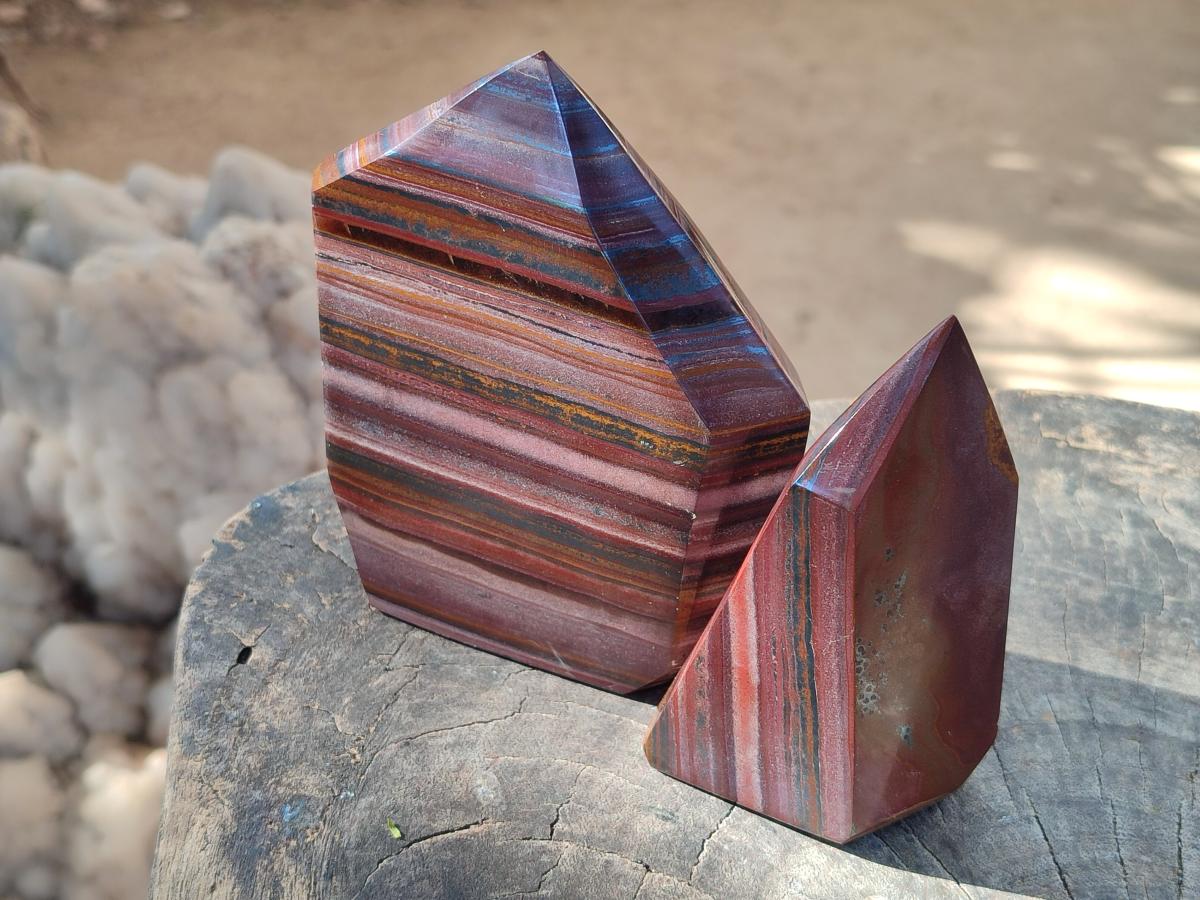 Polished Banded Tiger Iron Display Crystals x 3 From South Africa