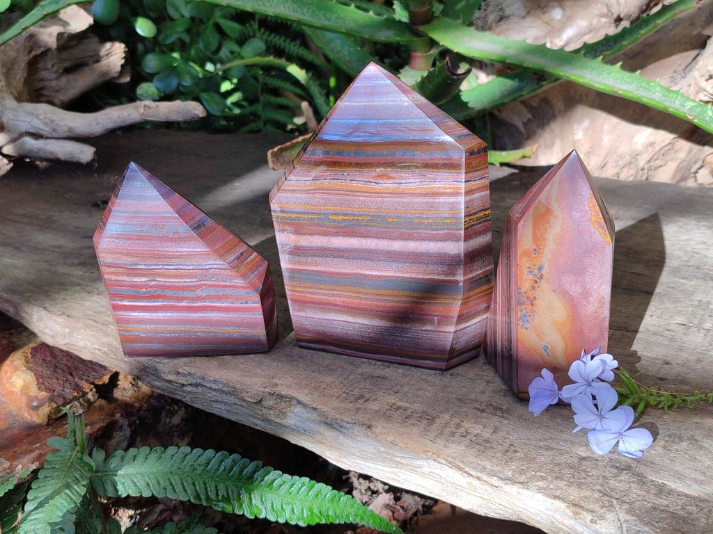 Polished Banded Tiger Iron Display Crystals x 3 From South Africa