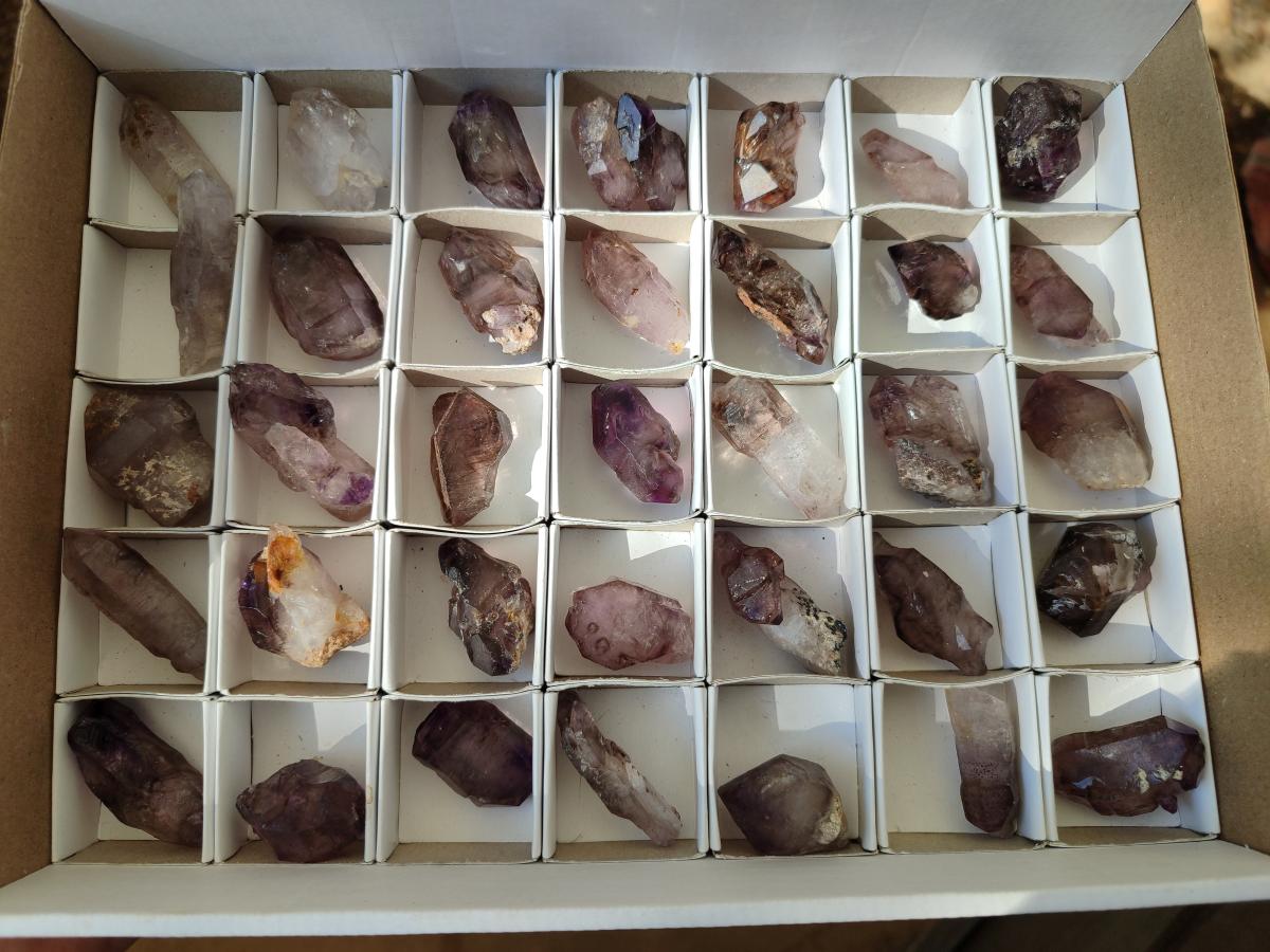 Natural Window Amethyst Crystals x 35 From Chiredzi, Zimbabwe