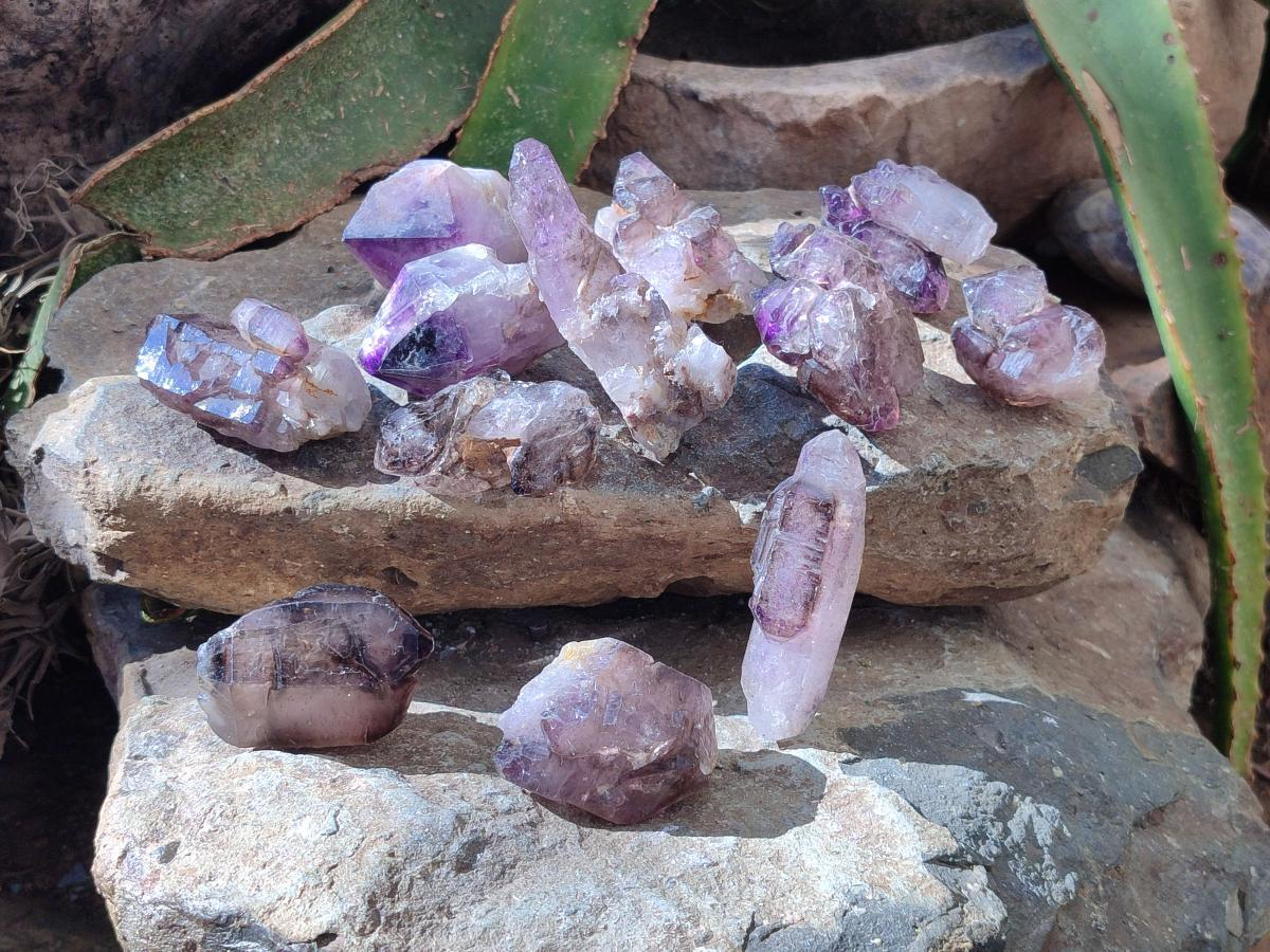Natural Window Amethyst Crystals x 12 From Chiredzi, Zimbabwe