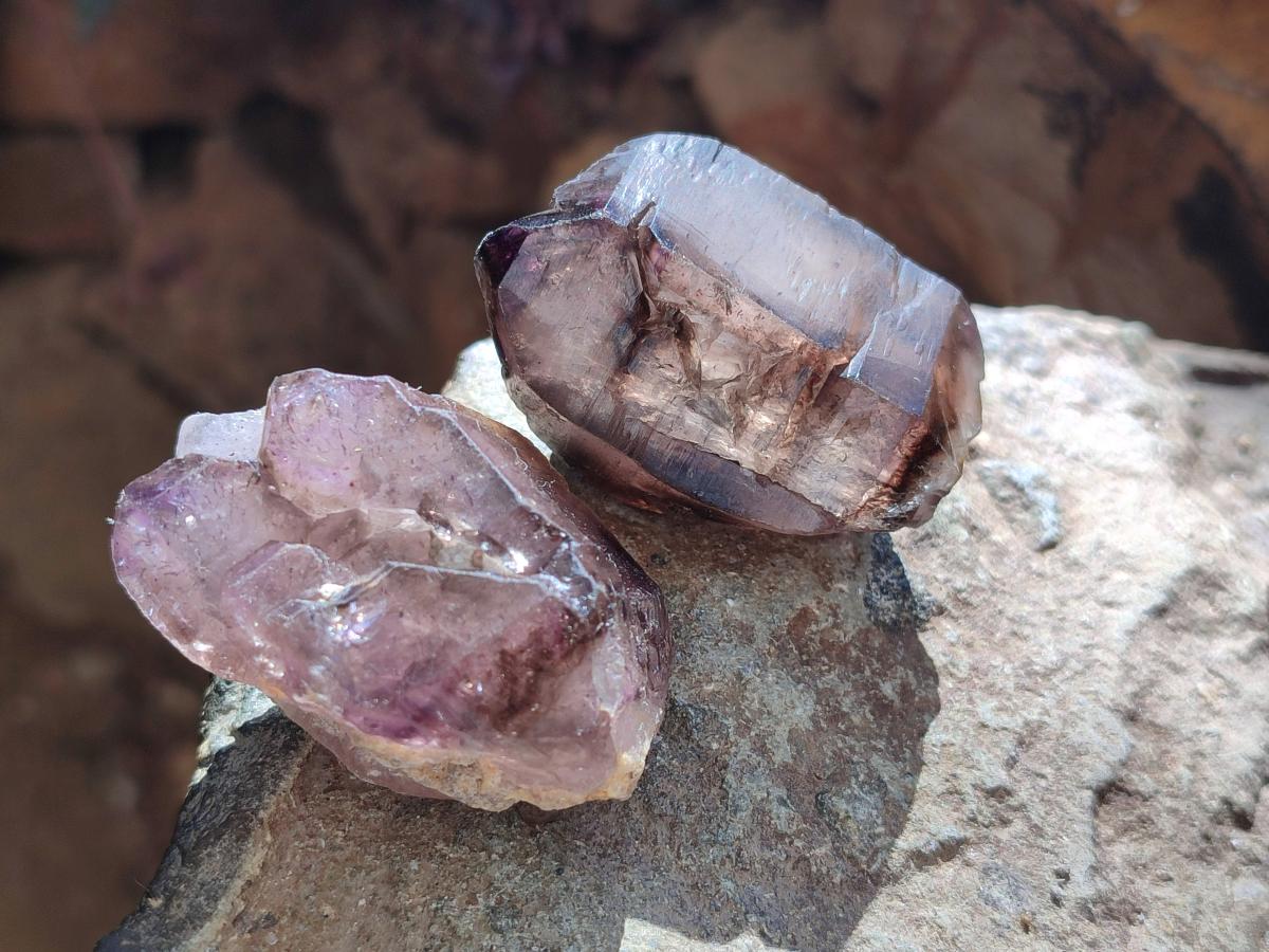 Natural Window Amethyst Crystals x 12 From Chiredzi, Zimbabwe