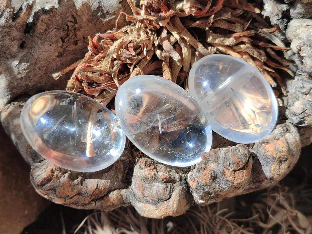 Polished Clear Quartz Crystal Galets x 24 From Madagascar