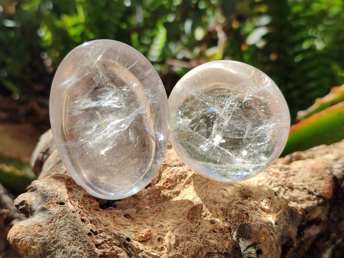 Polished Clear Quartz Crystal Galets x 24 From Madagascar