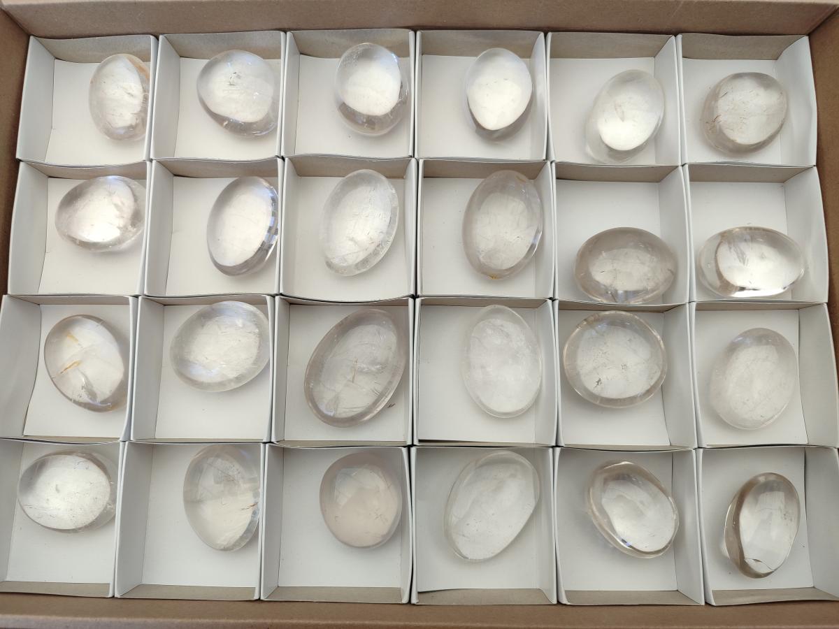 Polished Clear Quartz Crystal Galets x 24 From Madagascar