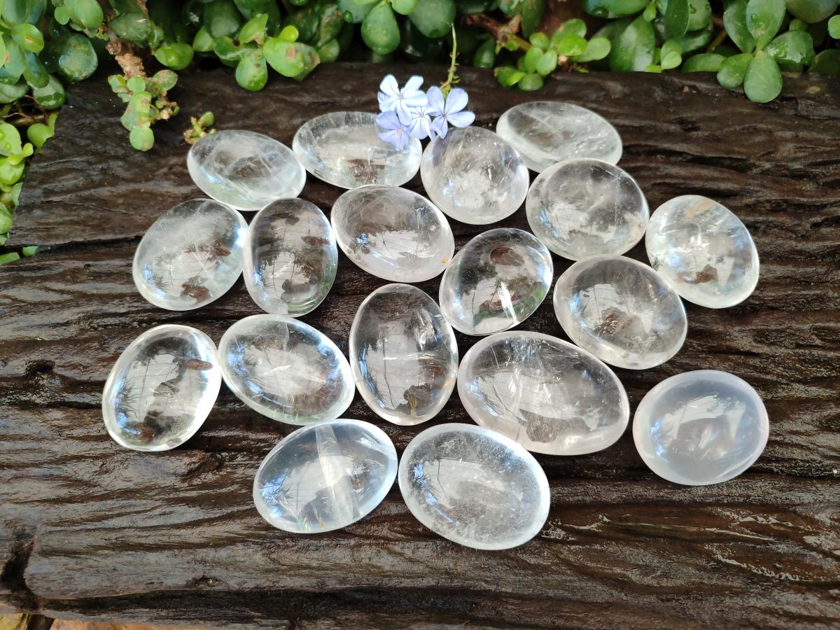 Polished Clear Quartz Crystal Galets x 24 From Madagascar