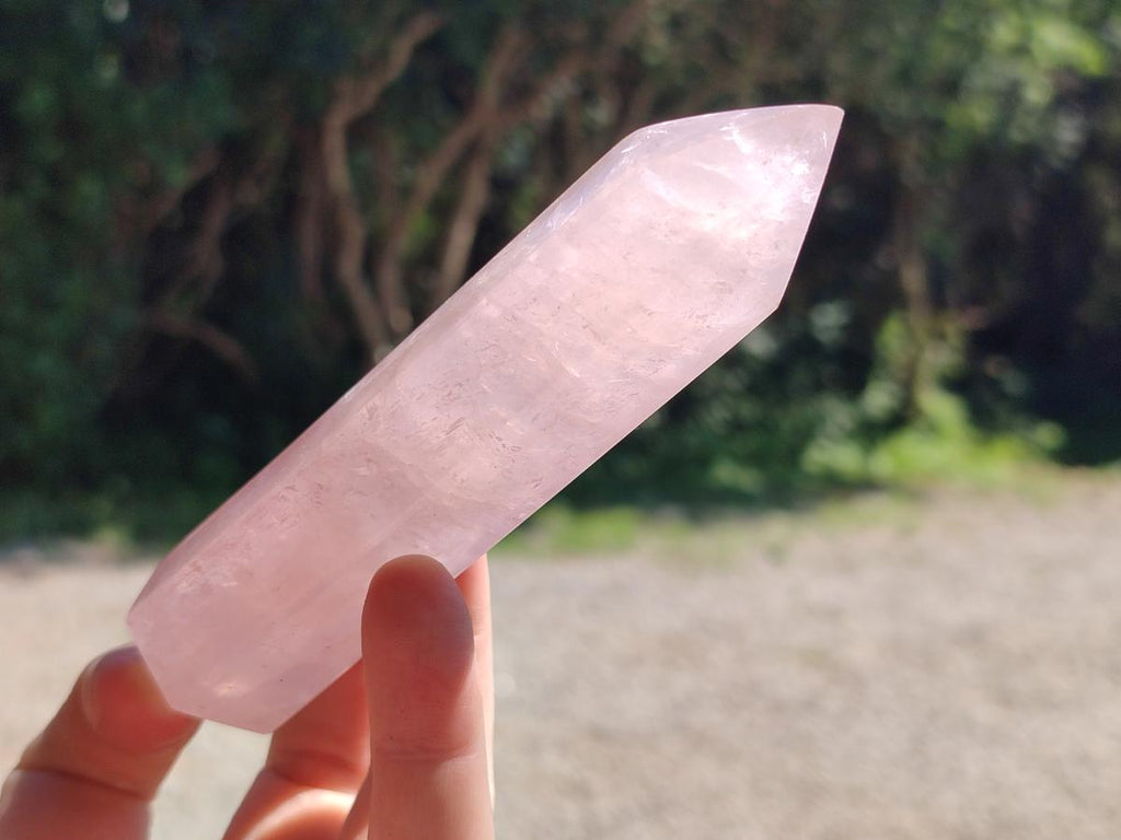 Polished Long Thin Gemmy Rose Quartz Crystals x 8 From Madagascar