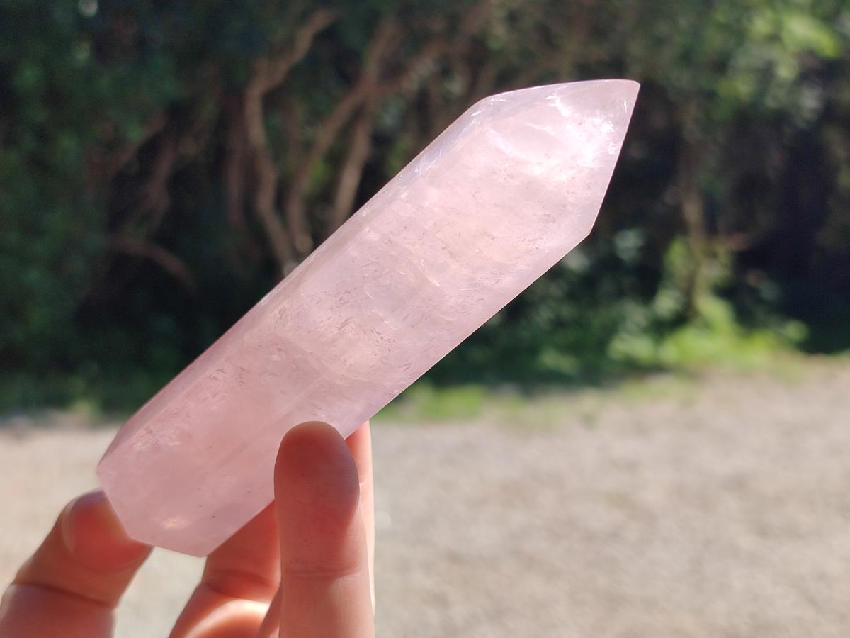Polished Long Thin Gemmy Rose Quartz Crystals x 8 From Madagascar