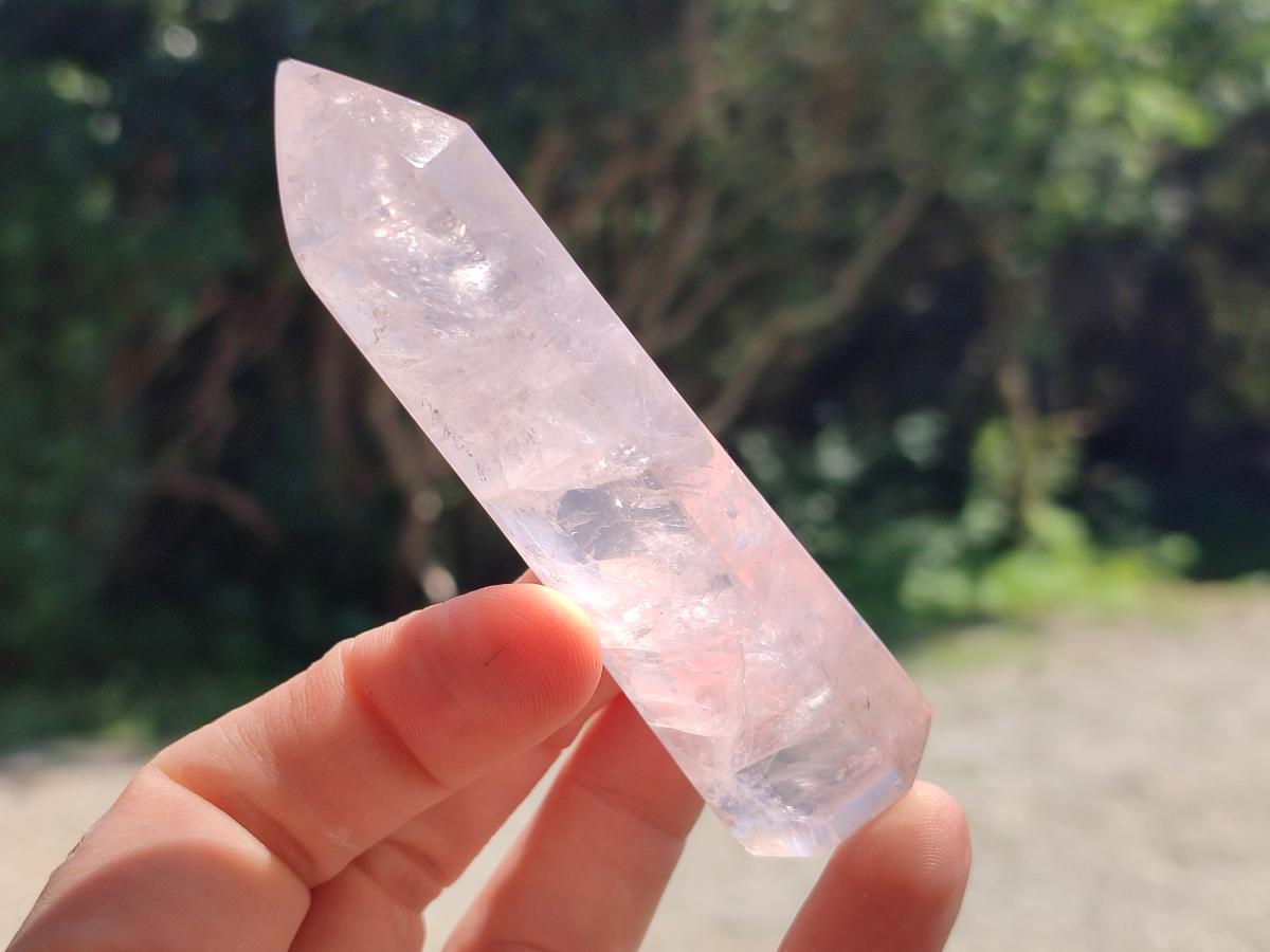 Polished Long Thin Gemmy Rose Quartz Crystals x 8 From Madagascar