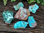 Natural Drusy Coated Chrysocolla Specimens x 6 From Lupoto Mine, Congo