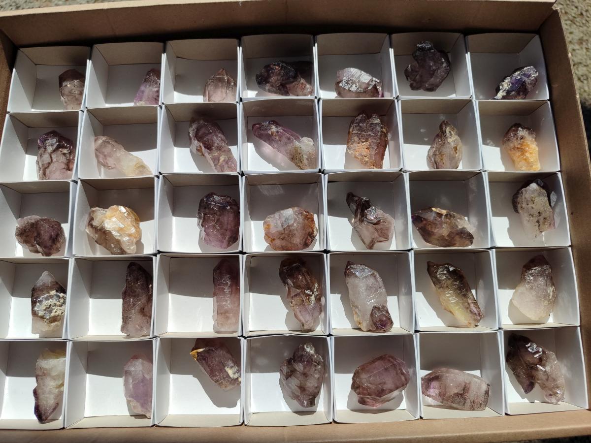 Natural Window Amethyst Crystals x 35 From Chiredzi, Zimbabwe