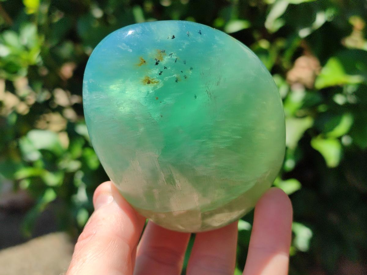 Polished Green Fluorite Standing Free Forms x 3 From Madagascar