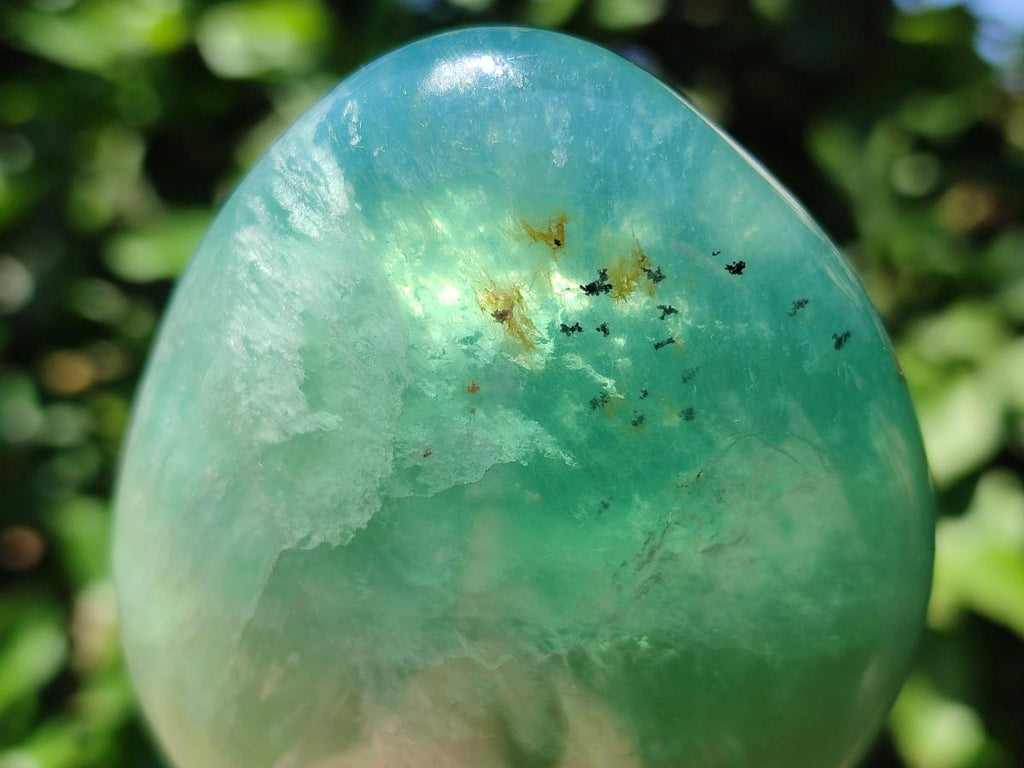 Polished Green Fluorite Standing Free Forms x 3 From Madagascar