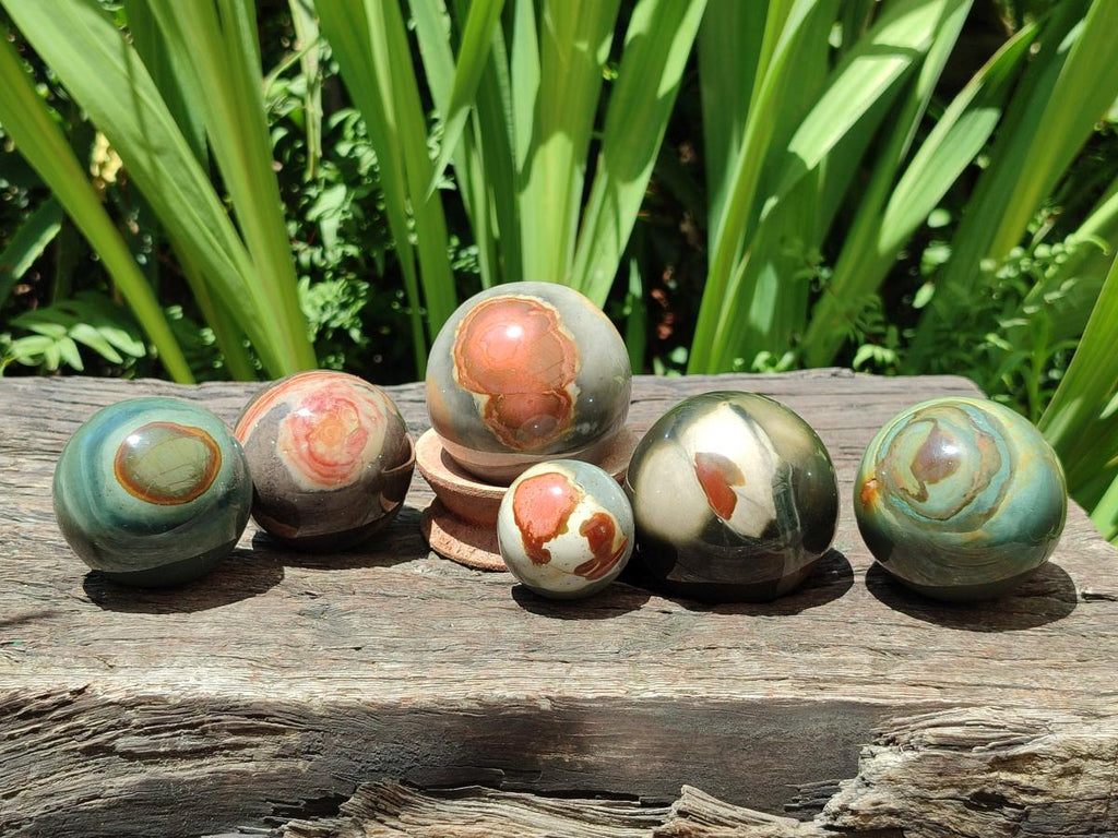 Polished Polychrome Jasper Spheres x 6 From NW Coast, Madagascar
