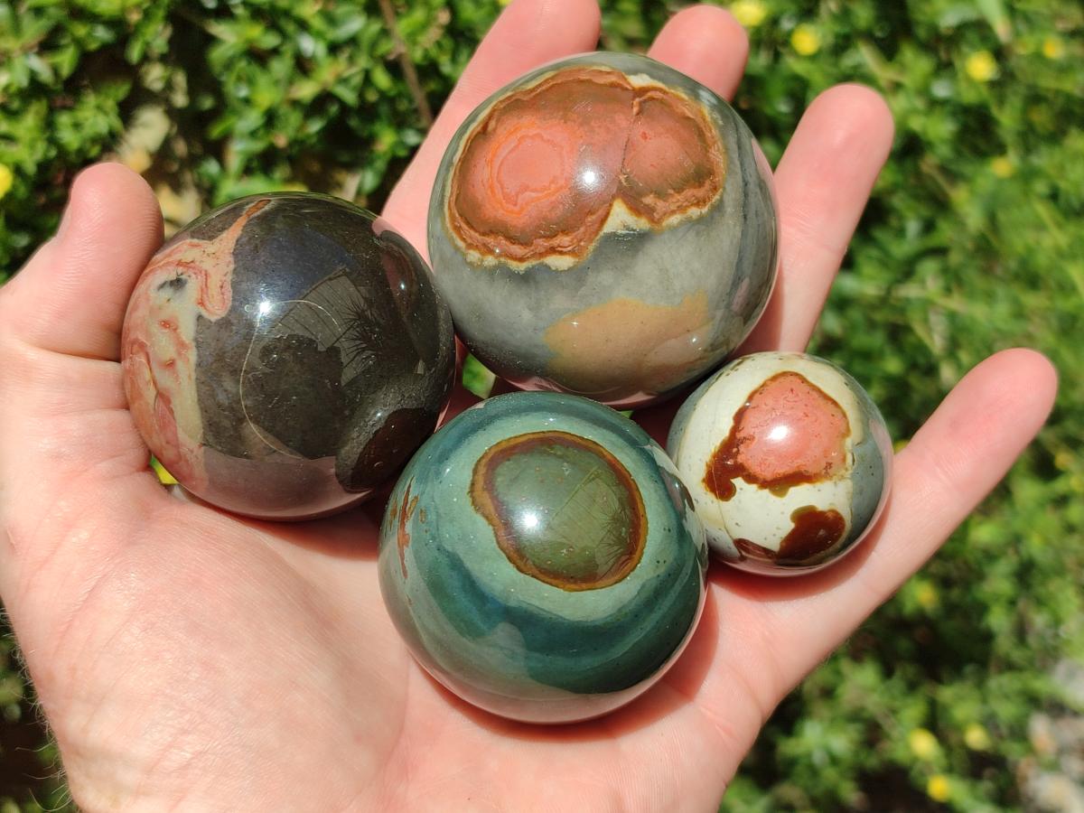 Polished Polychrome Jasper Spheres x 6 From NW Coast, Madagascar