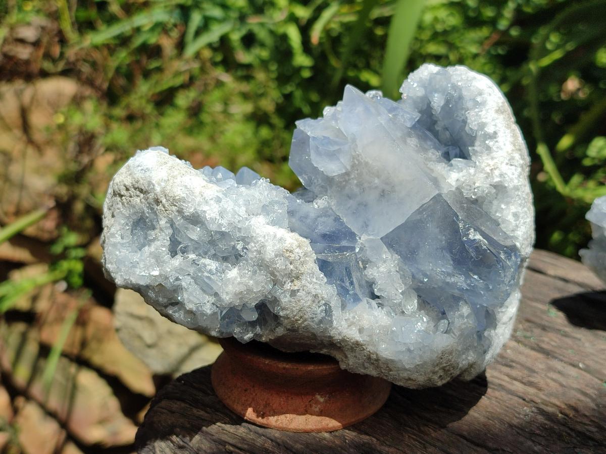 Natural Blue Celestite Geode Specimens x 2 From Sakoany, Madagascar