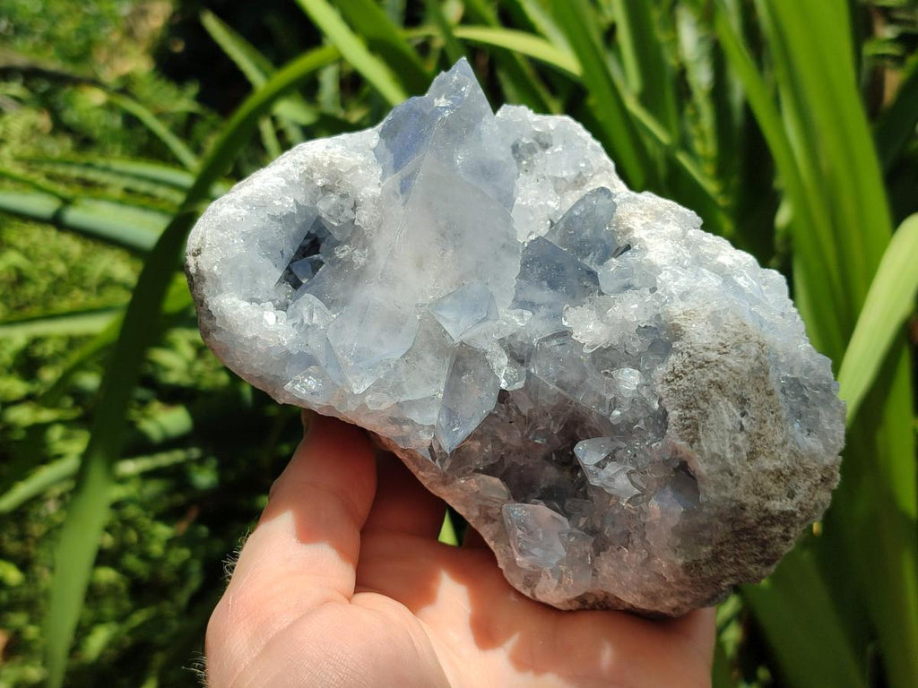 Natural Blue Celestite Geode Specimens x 2 From Sakoany, Madagascar