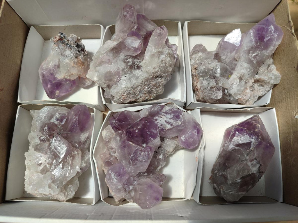 Natural Jacaranda Amethyst Crystal Clusters x 6 From Mumbwa, Zambia
