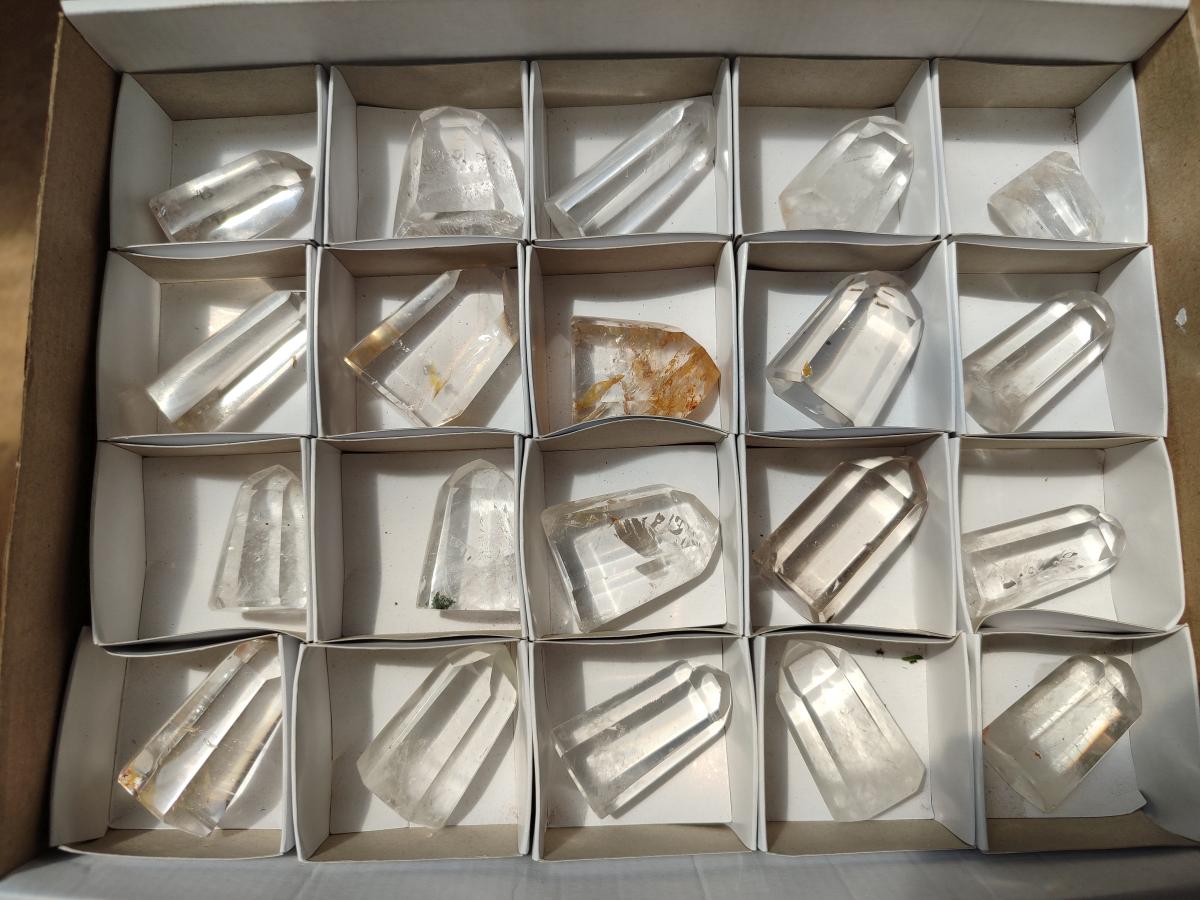 Polished Clear and Optic Quartz Crystals x 20 From Madagascar