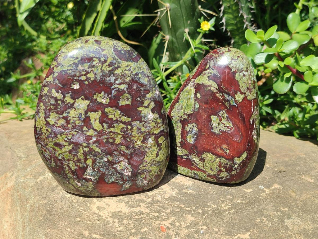 Polished Bastite Dragonsblood Stone Standing Free Forms x 2 From Tshipise, South Africa