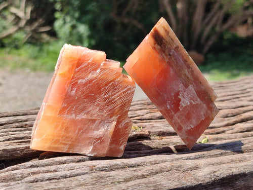 Natural Rhombohedral Sunset Orange Calcite Specimens x 12 From Spitzkop, Namibia