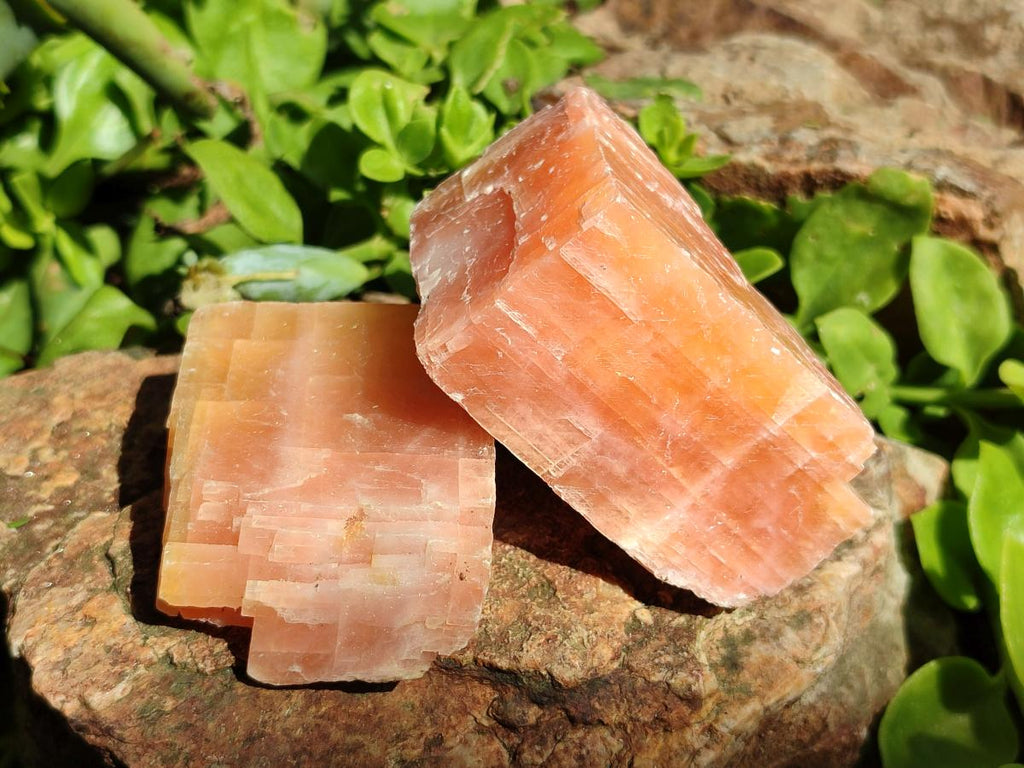 Natural Rhombohedral Sunset Orange Calcite Specimens x 12 From Spitzkop, Namibia
