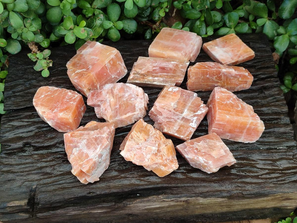 Natural Rhombohedral Sunset Orange Calcite Specimens x 12 From Spitzkop, Namibia