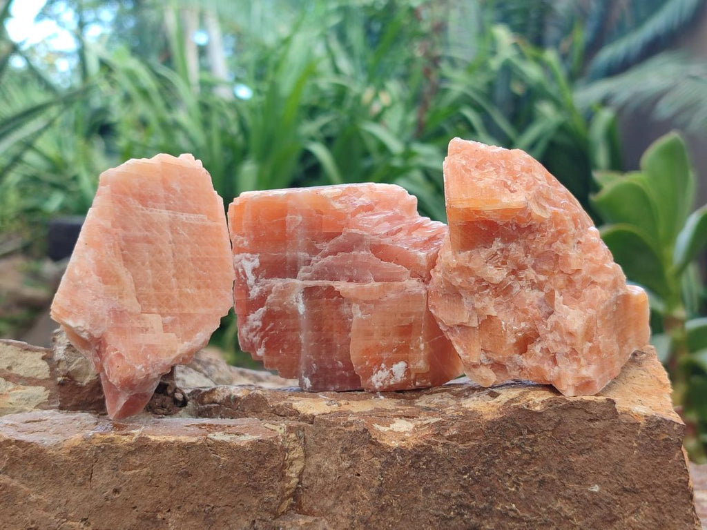 Natural Rhombohedral Sunset Orange Calcite Specimens x 12 From Spitzkop, Namibia
