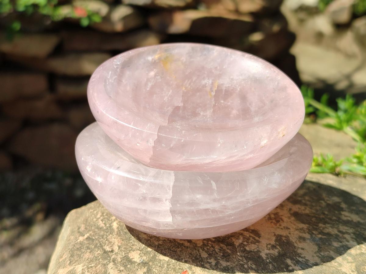 Polished Gemmy Rose Quartz Bowls x 4 From Madagascar