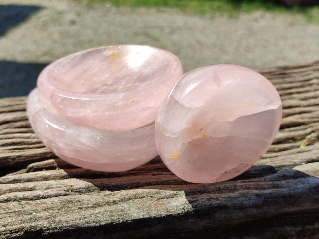 Polished Gemmy Rose Quartz Bowls x 4 From Madagascar