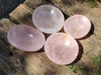 Polished Gemmy Rose Quartz Bowls x 4 From Madagascar