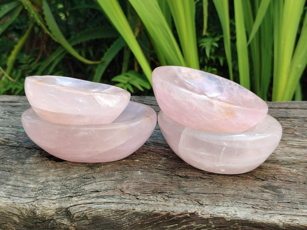 Polished Gemmy Rose Quartz Bowls x 4 From Madagascar