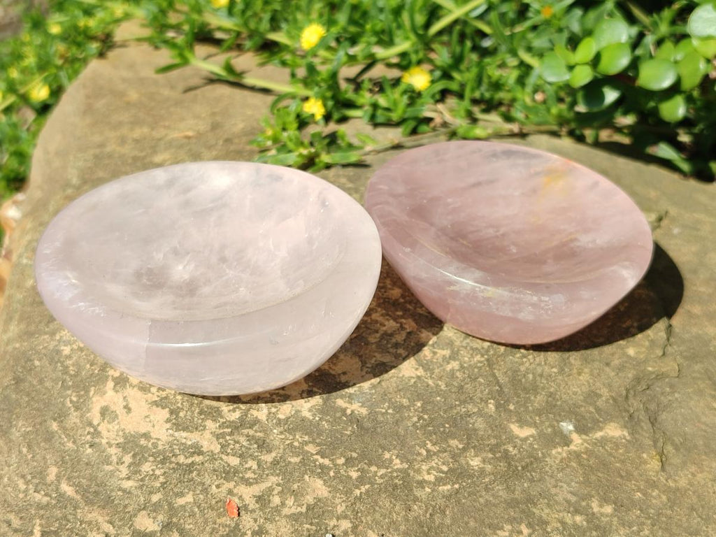 Polished Gemmy Rose Quartz Bowls x 4 From Madagascar