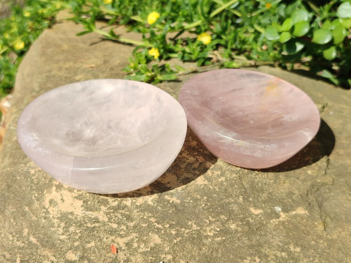 Polished Gemmy Rose Quartz Bowls x 4 From Madagascar
