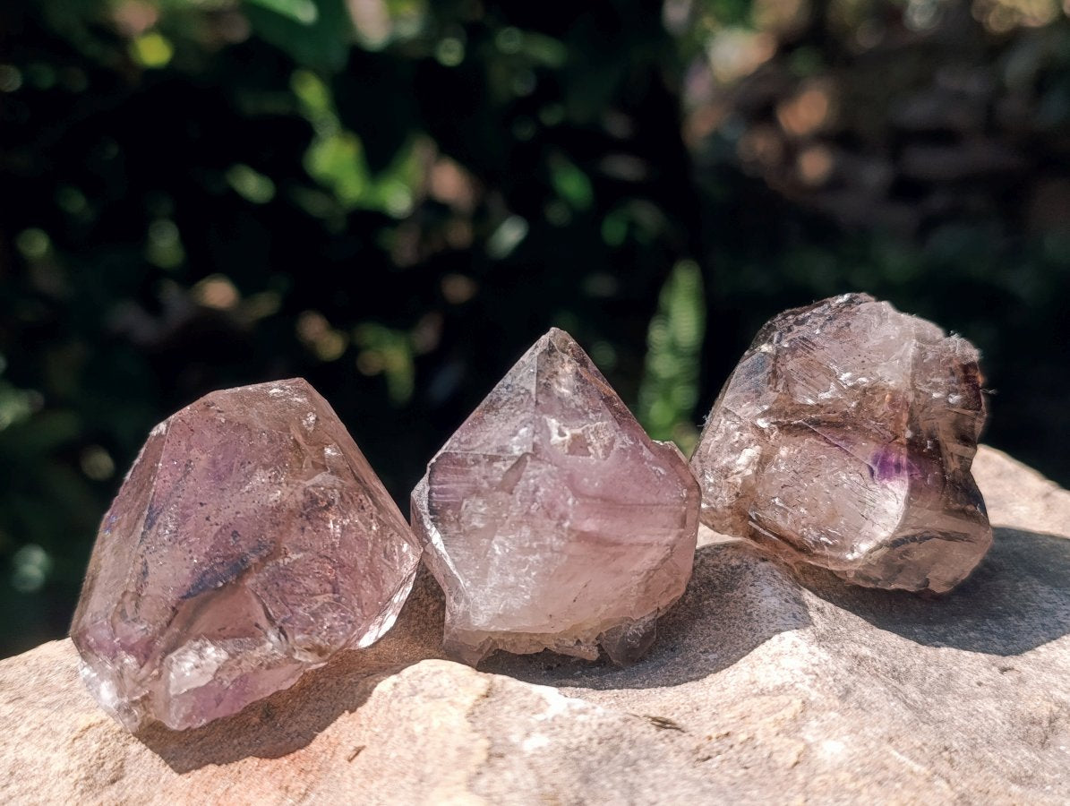 Natural Window Smokey Amethyst Crystals x 12 From Chiredzi, Zimbabwe