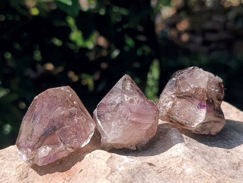 Natural Window Smokey Amethyst Crystals x 12 From Chiredzi, Zimbabwe