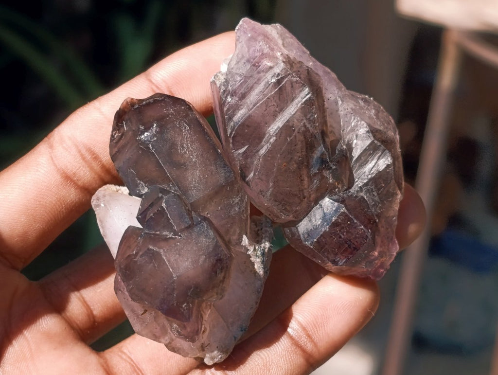Natural Window Smokey Amethyst Crystals x 12 From Chiredzi, Zimbabwe